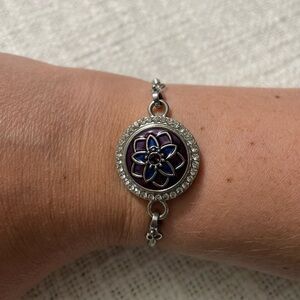 Silver & Purple Flower Adjustable Bracelet